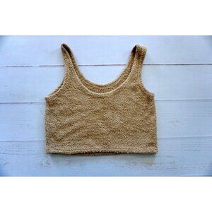 Anthropologie If It Were Me Tan Terry Scoop Neck Teddy Tank Top, Size S